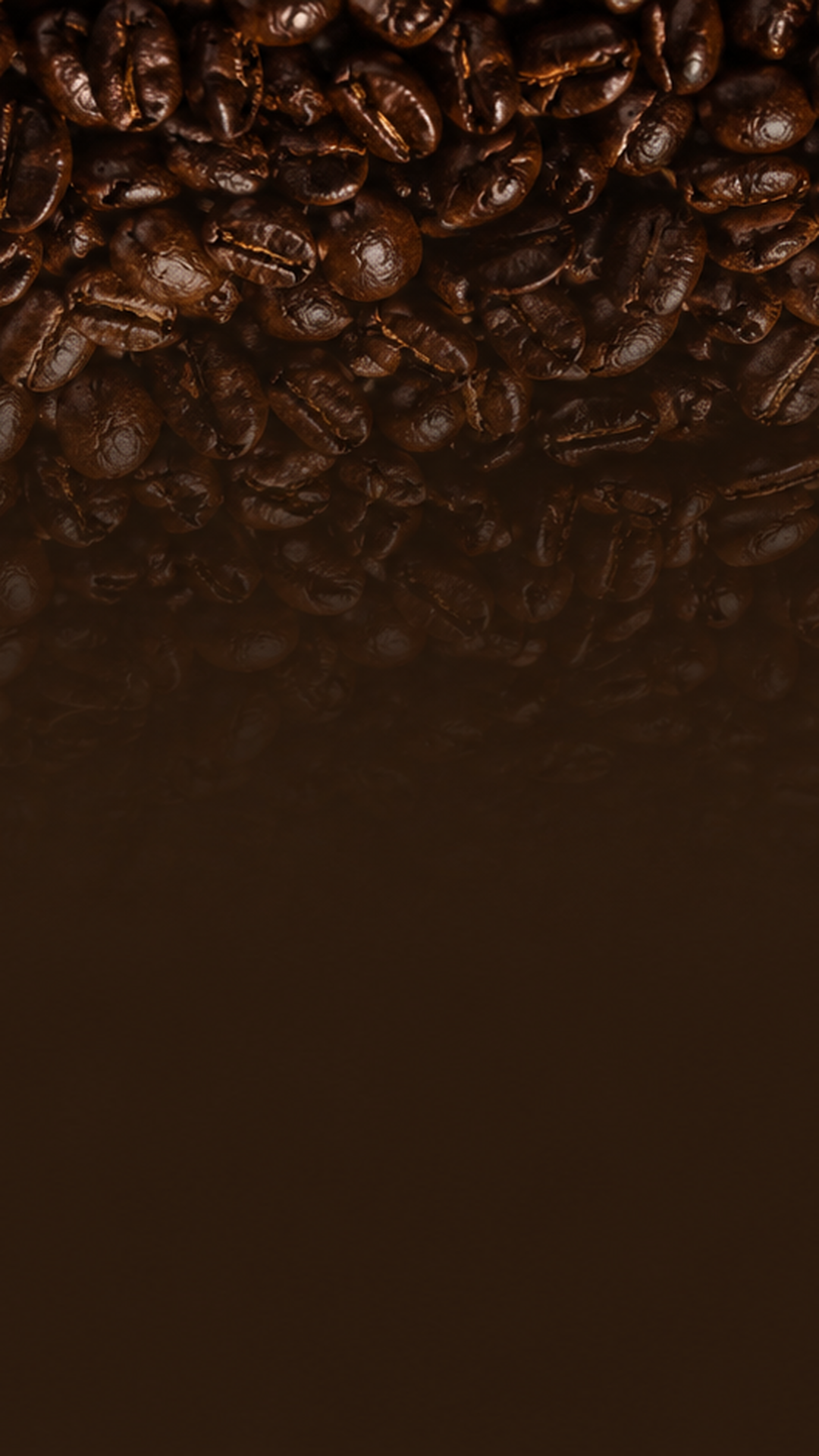 Dunkle Kaffeebohnen, unten ruhige Fläche