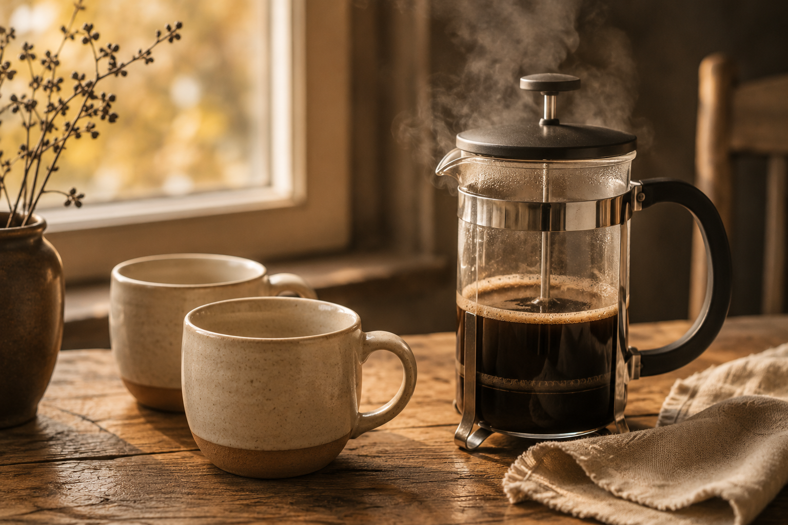 French Press mit zwei Tassen