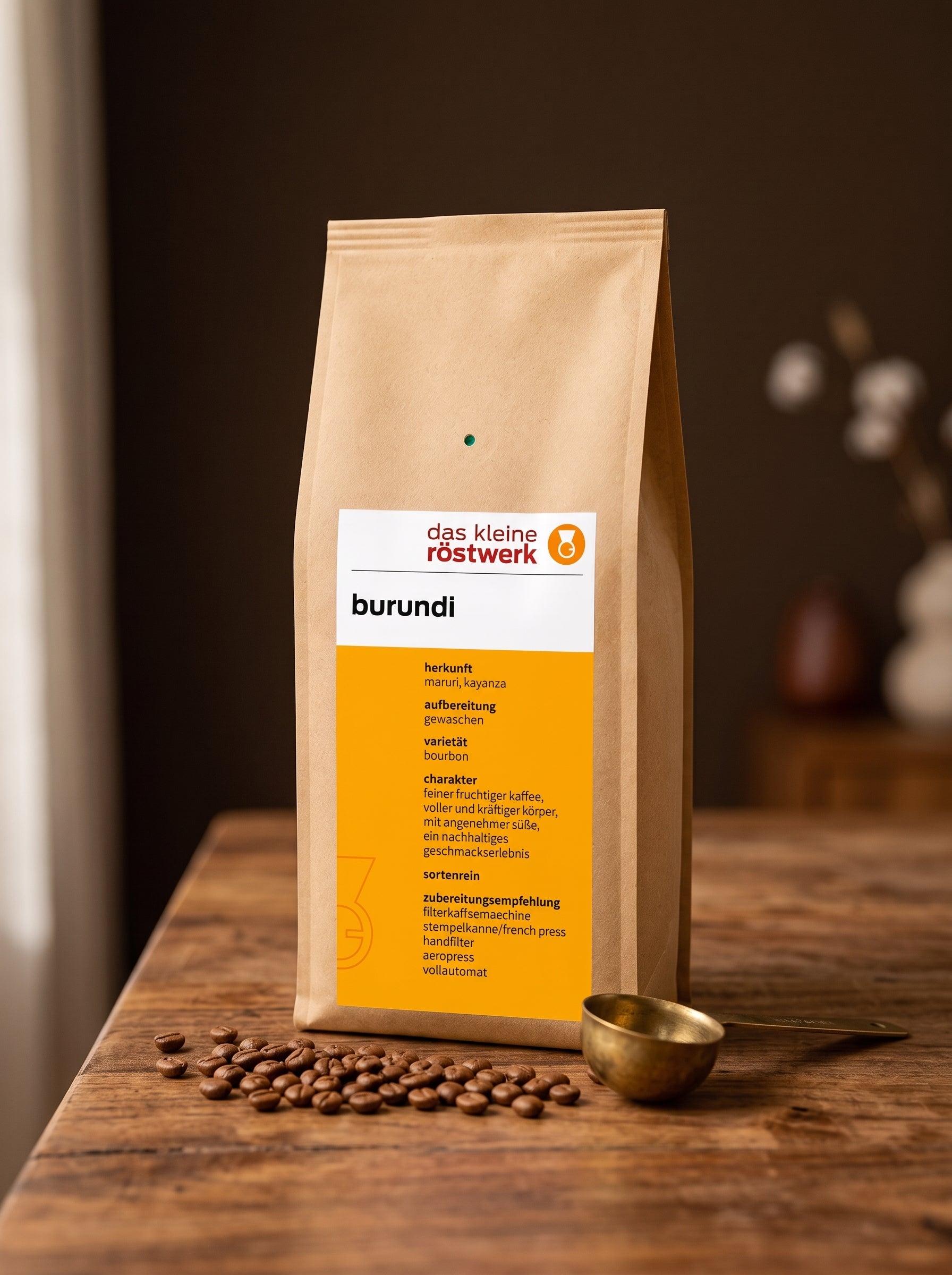 burundi – auf Holztisch mit Bohnen