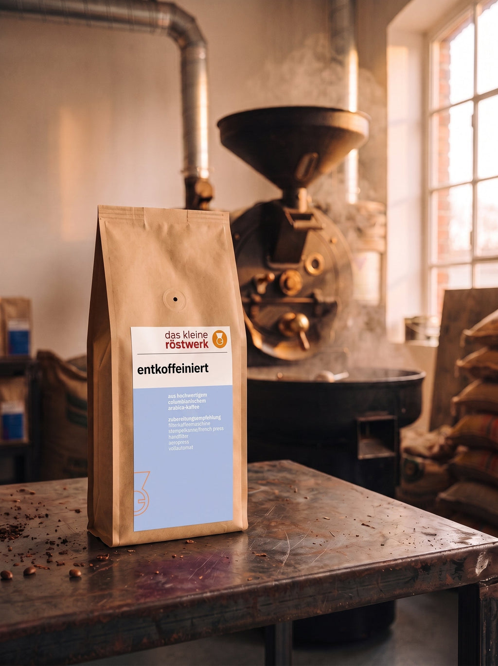 entkoffeiniert – in der Rösterei