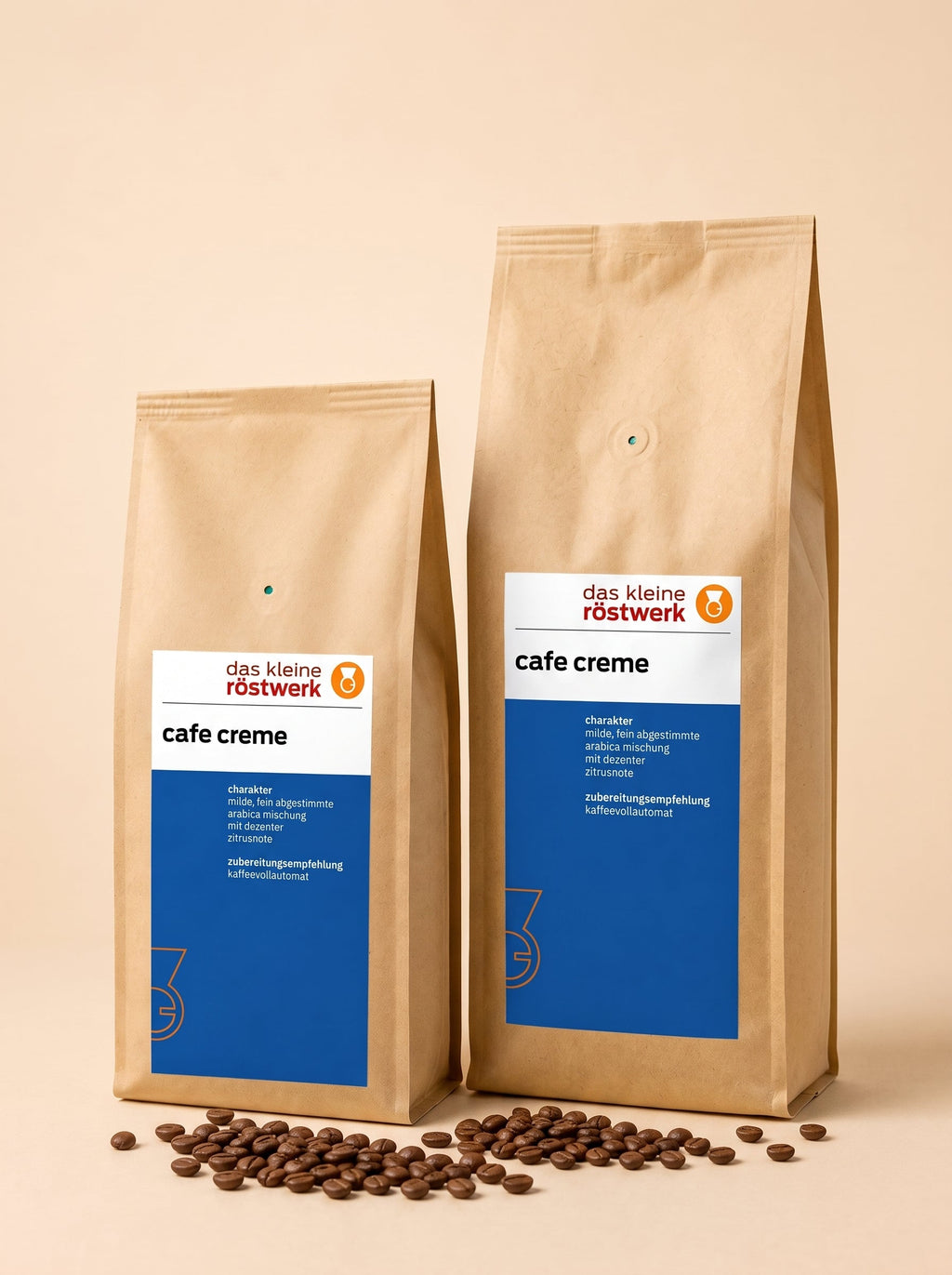 cafe creme – Größenvergleich 250 g / 500 g