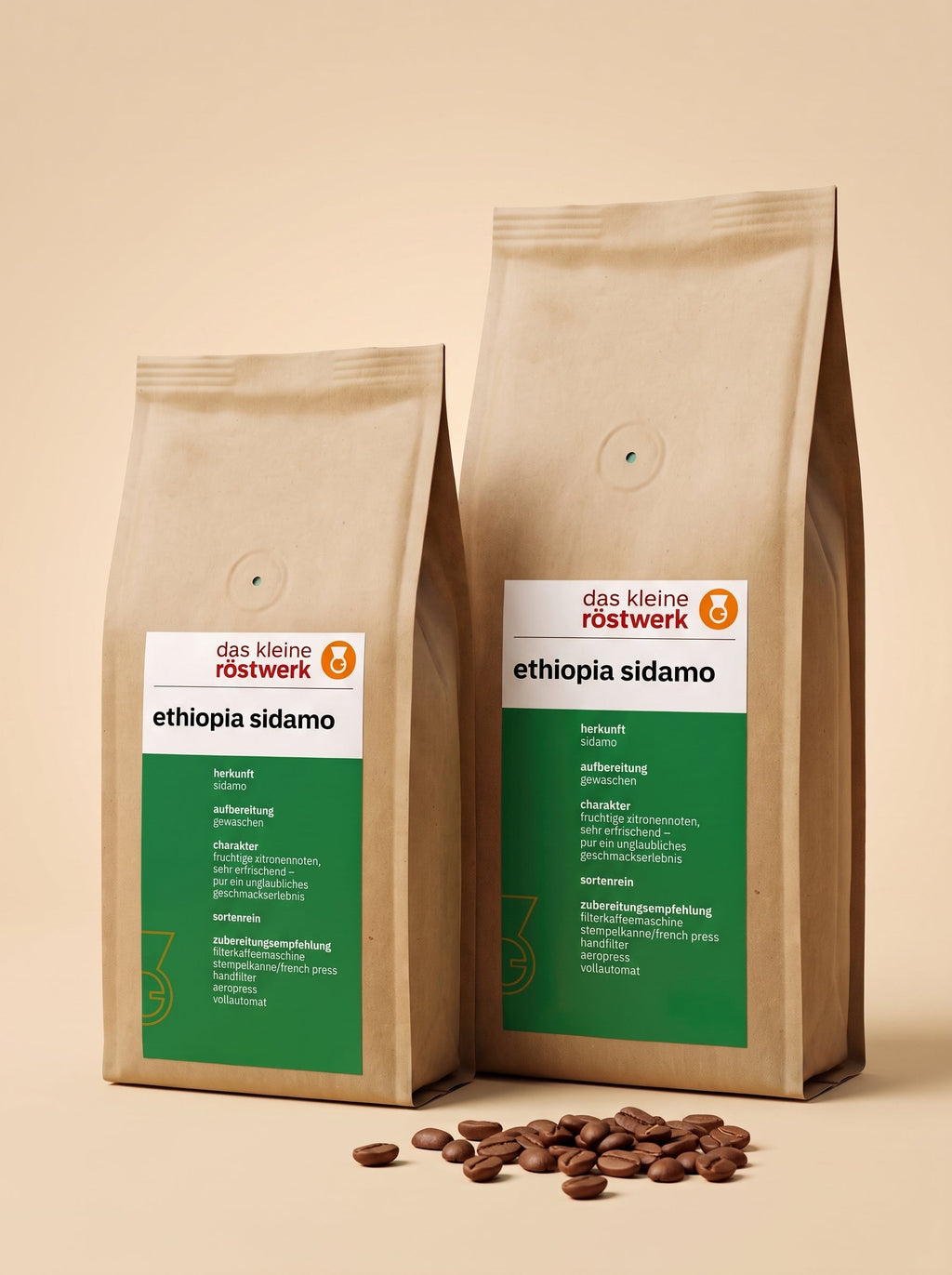 ethiopia sidamo – Größenvergleich 250 g / 500 g