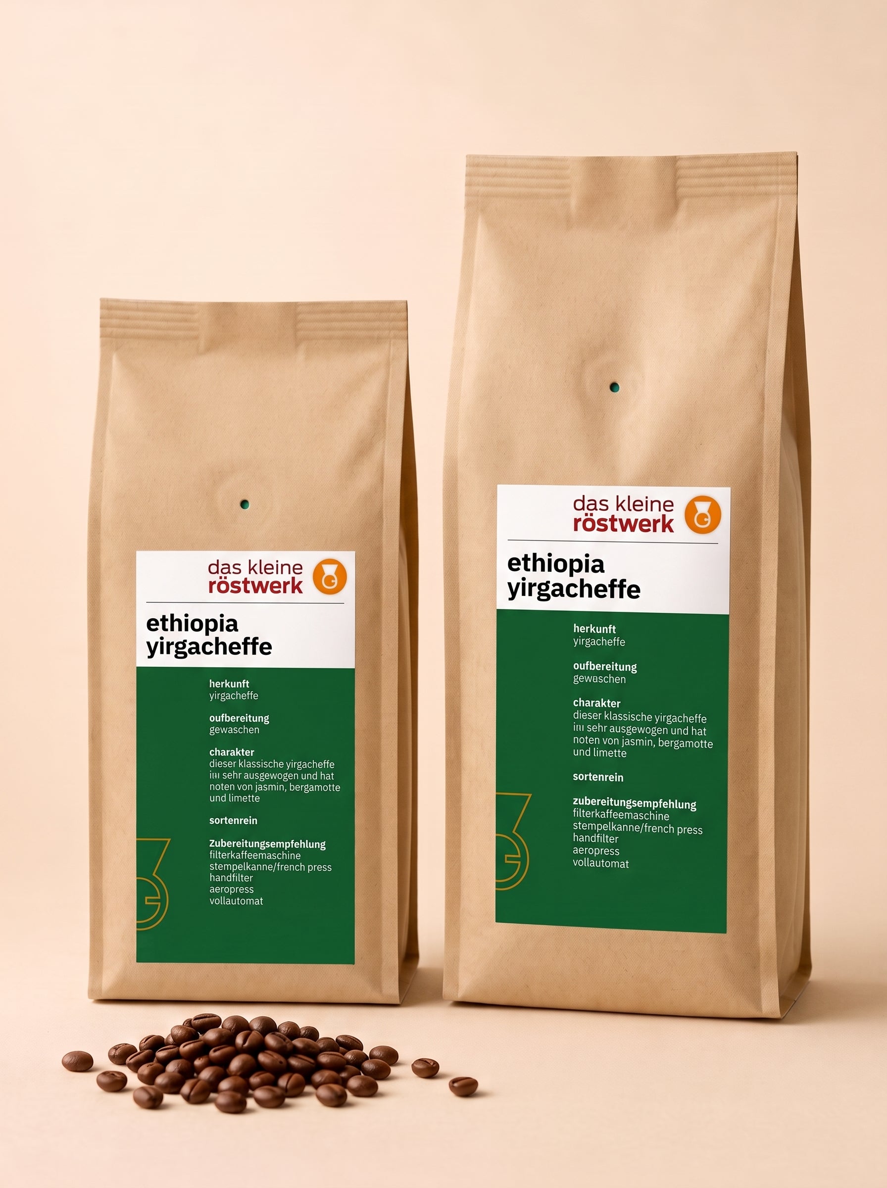 ethiopia yirgacheffe – Größenvergleich 250 g / 500 g