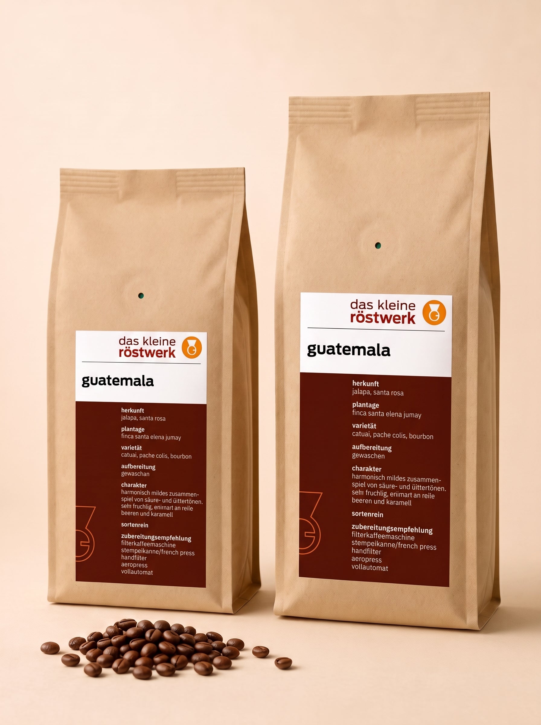 guatemala – Größenvergleich 250 g / 500 g