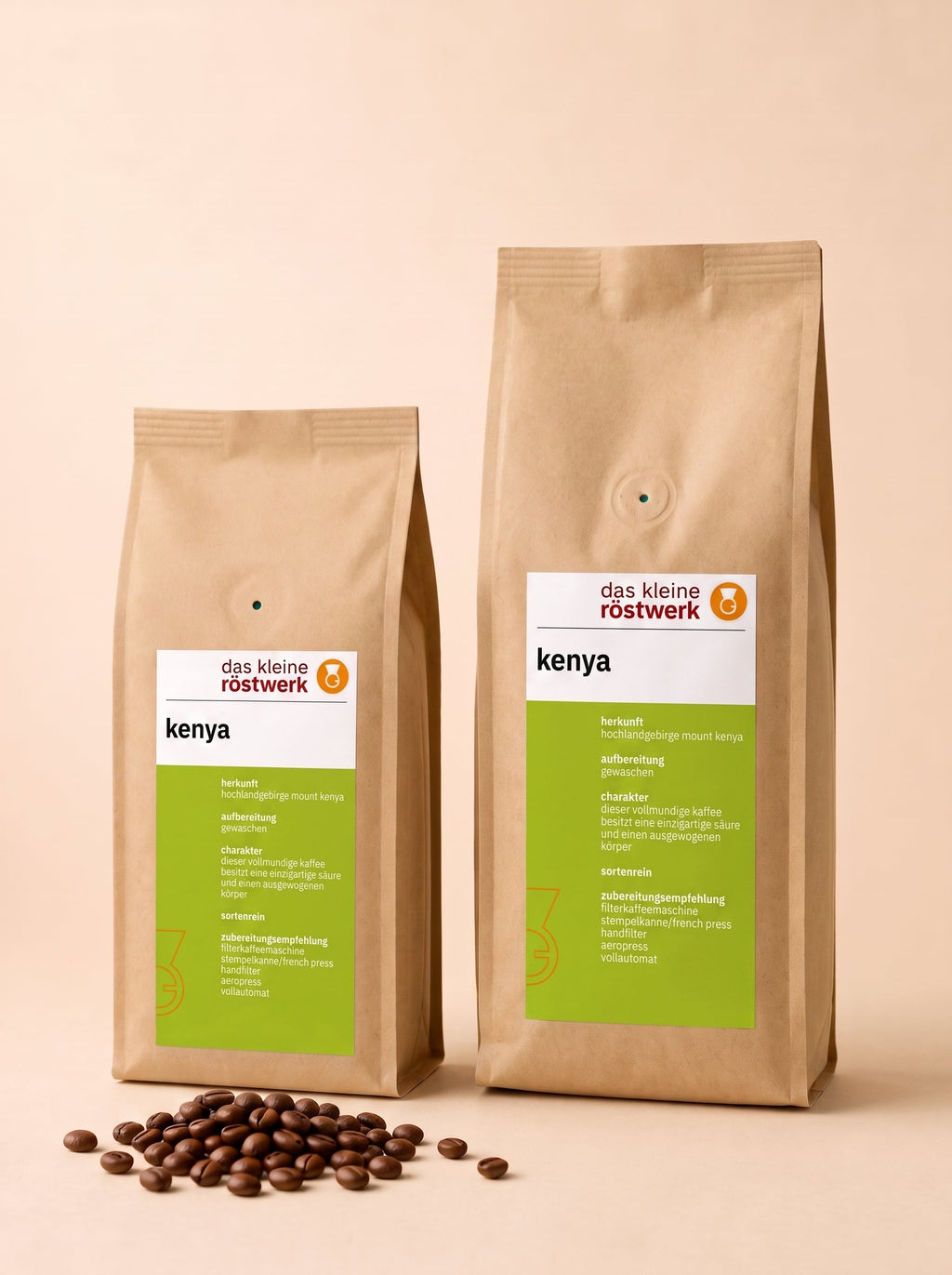 kenya aa top – Größenvergleich 250 g / 500 g