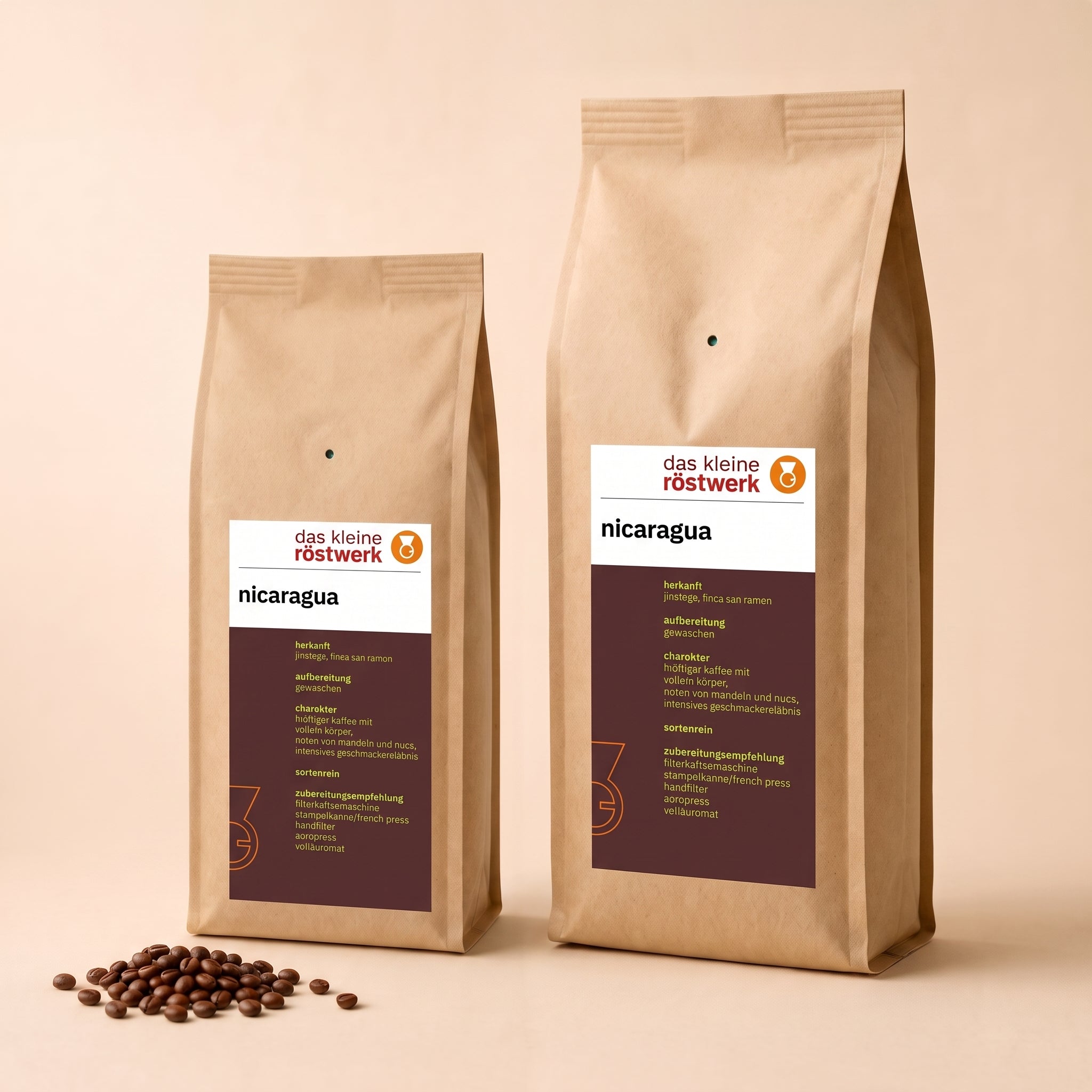 nicaragua – Größenvergleich 250 g / 500 g