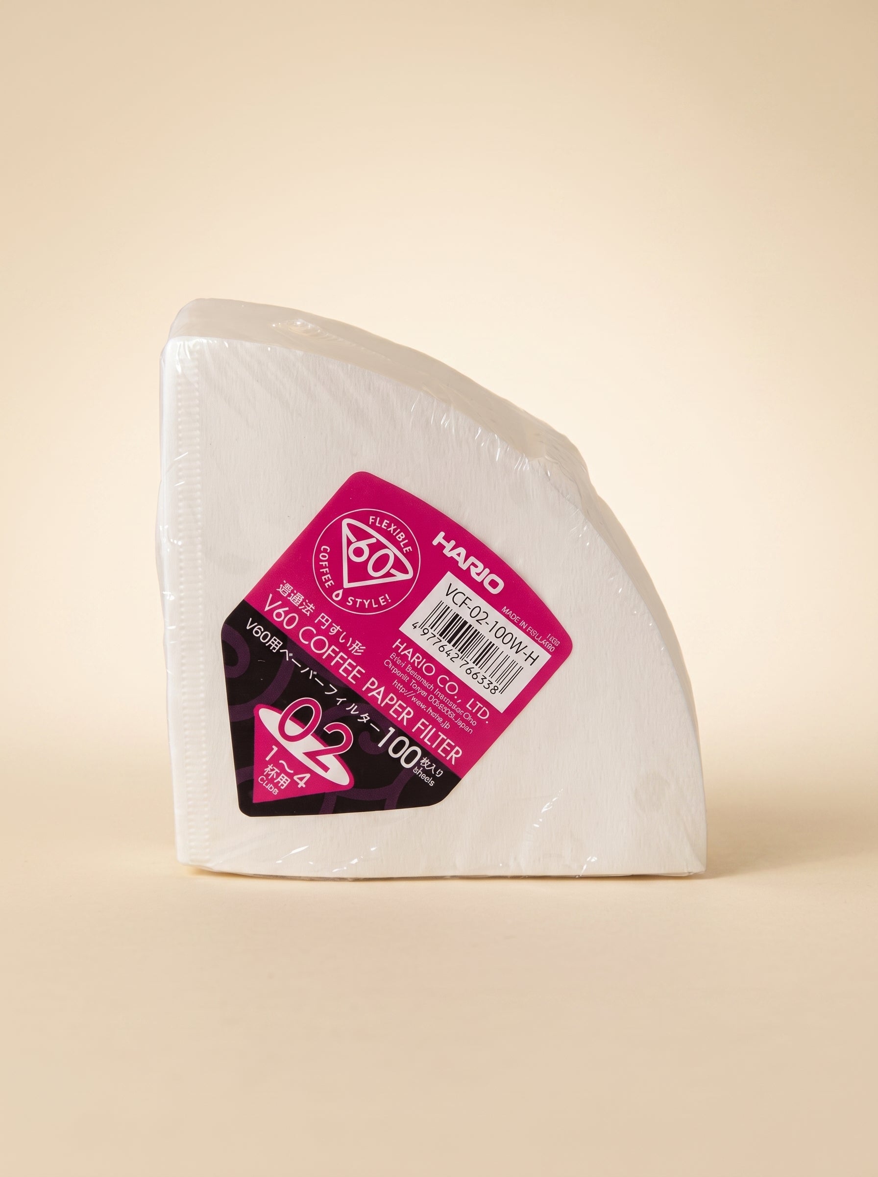 hario papierfilter 02 (1-4 tassen) für v60 - 100er packung – Packshot
